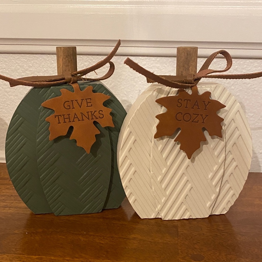 Decorative Green and Cream Pumpkins